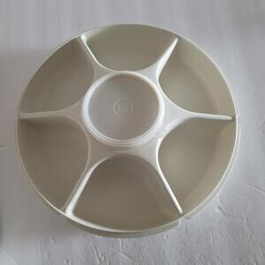 Vintage Tupperware 6-Compartment Serving Tray - Beige